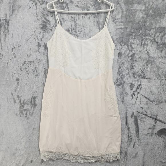 Yumi Kim Dresses & Skirts - Yumi Kim Dress Womens L Cream Beige Lace Slip Dress Spaghetti Straps Side Zip